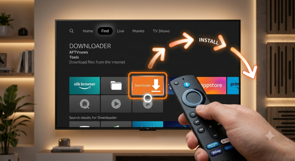 Downloader application used during how to install Xtreme HD IPTV on Firestick tutorial.