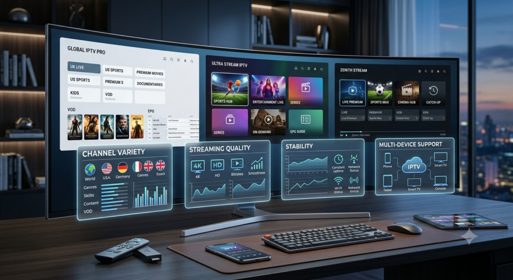Premium IPTV streaming with live sports, movies, anti-buffering technology, and high-performance 4K entertainment.
