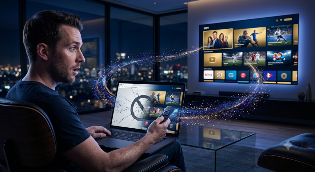 Domain migration showing the transition to a new Xtreme HD IPTV website with secure server infrastructure.