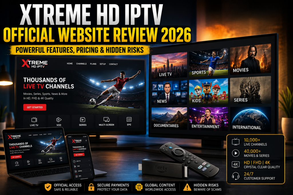 XTREME HD IPTV Official Website review with live channels, movies, sports and streaming features