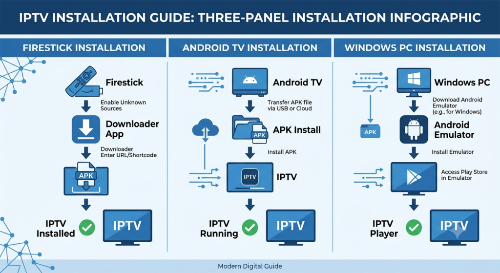 Installation process for Xtreme HD IPTV on Firestick Android TV and Windows PC
