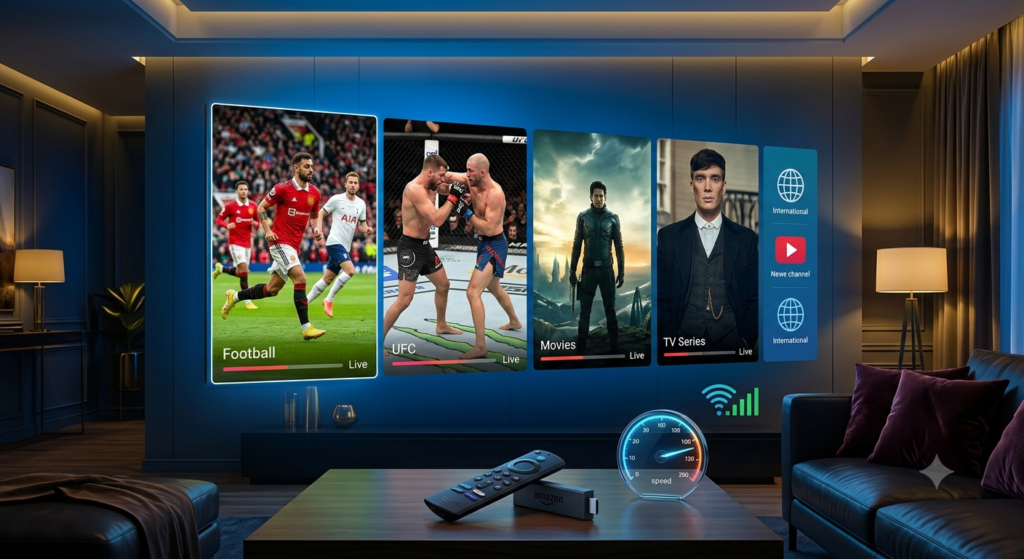 Xtreme HD IPTV streaming on Firestick with live sports, movies, TV channels, and smooth 4K playback performance.