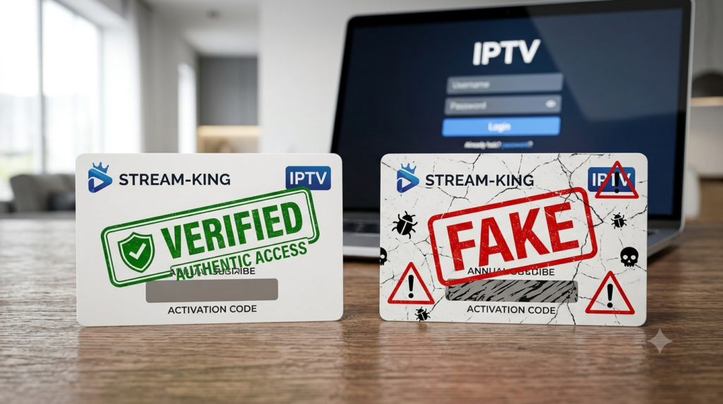 Official versus unofficial IPTV activation code comparison highlighting security and reliability differences.